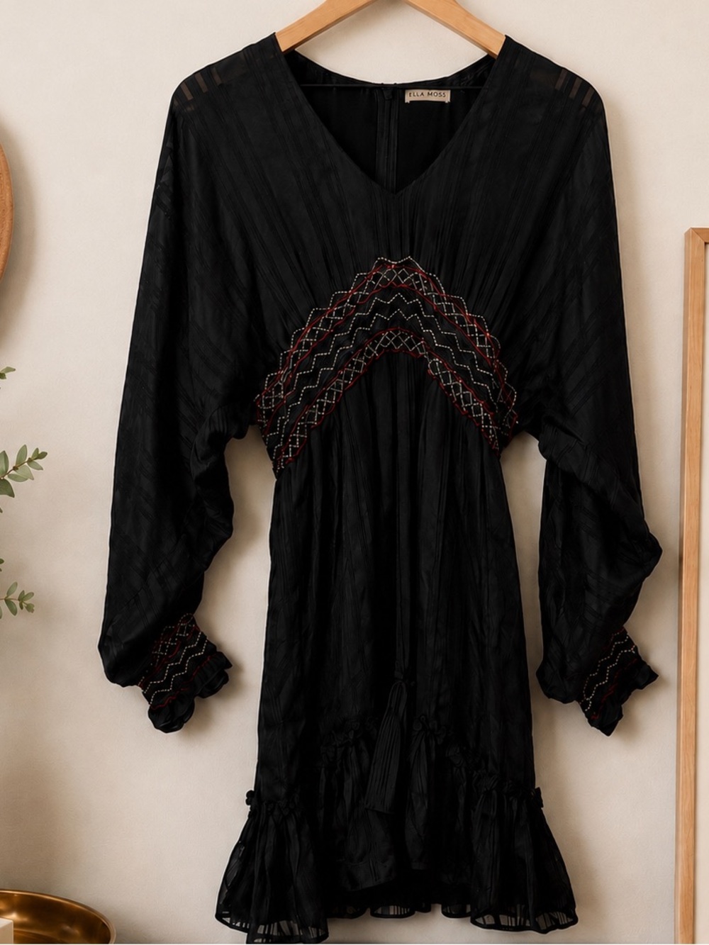 Ulla Johnson Silk Odette Smocked Midnight Dress size 0 - Picture 3 of 8
